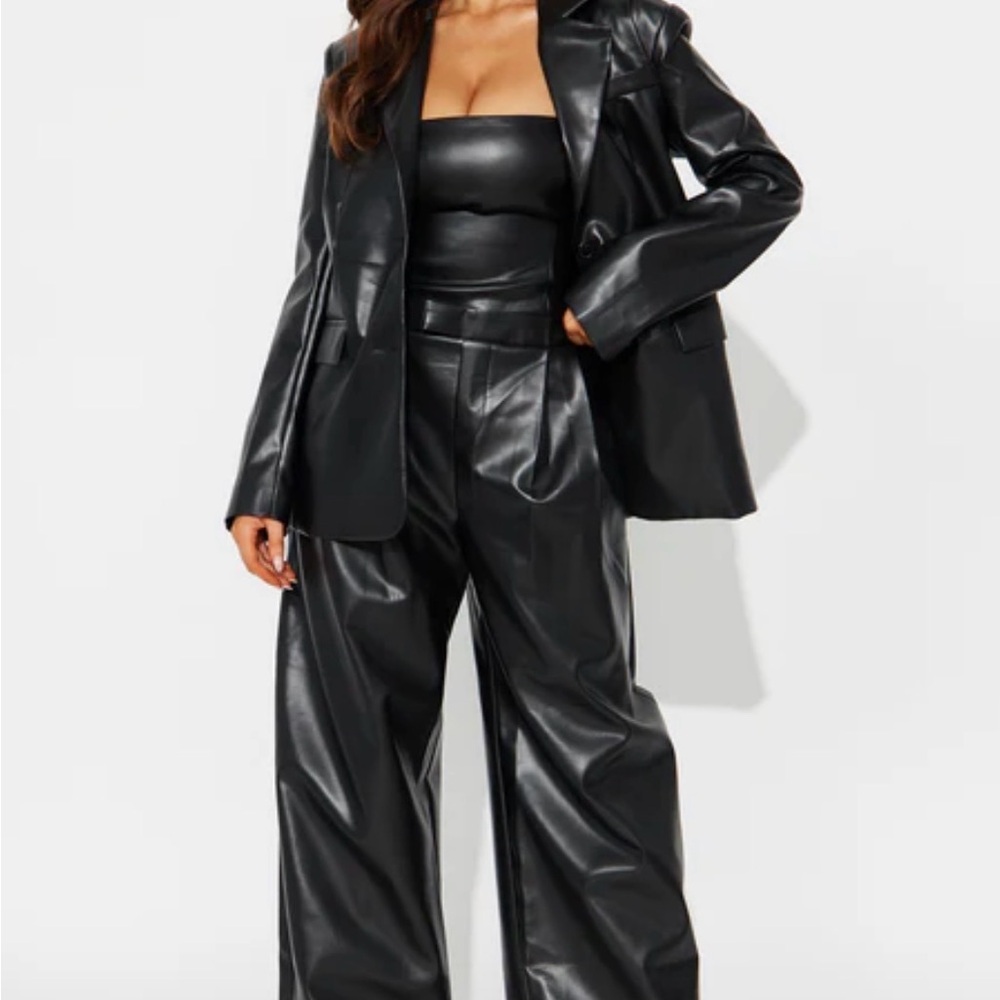 Fashion Bug Black Faux Leather Jumpsuit